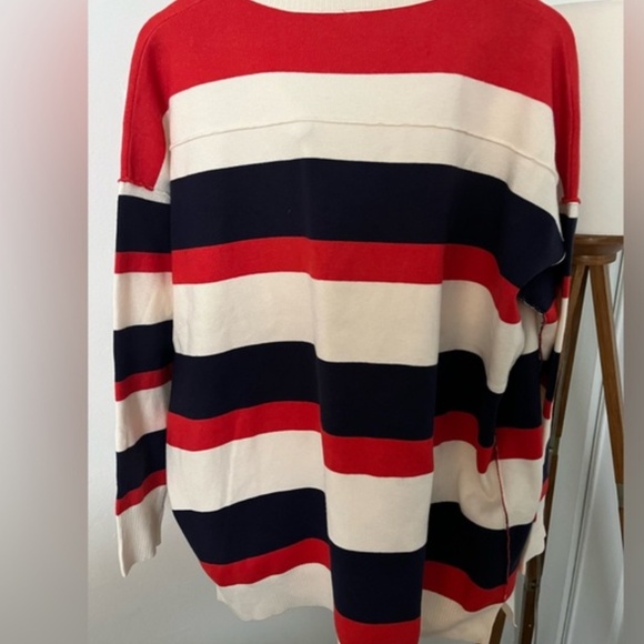 Free People League of Her Own Striped Cardigan in Americana Combo sz S EUC $198R - Picture 10 of 11